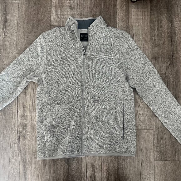 Figs Heather Light Grey On-Shift Sweater Knit Jacket - Picture 3 of 6